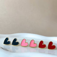 Black, Pink and Red Heart Shape Earrings