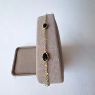 Golden Italy 14k Solid Gold Black Stones Bracelet
