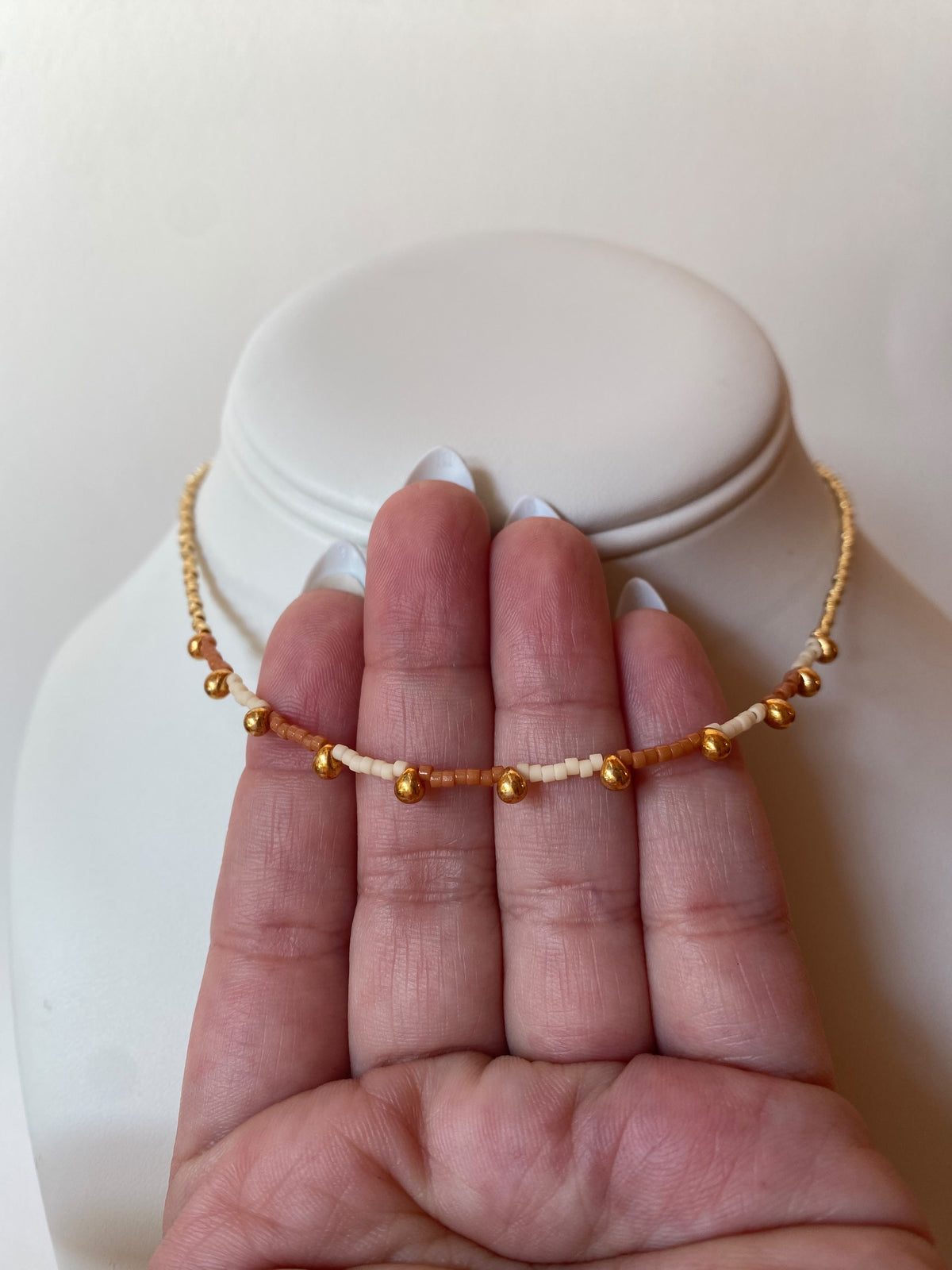 Variety of Multicolor Miyuki, Golden Beads and Pearls Choker Necklace