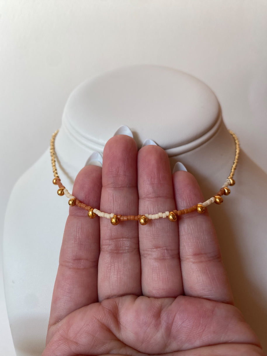 Variety of Multicolor Miyuki, Golden Beads and Pearls Choker Necklace