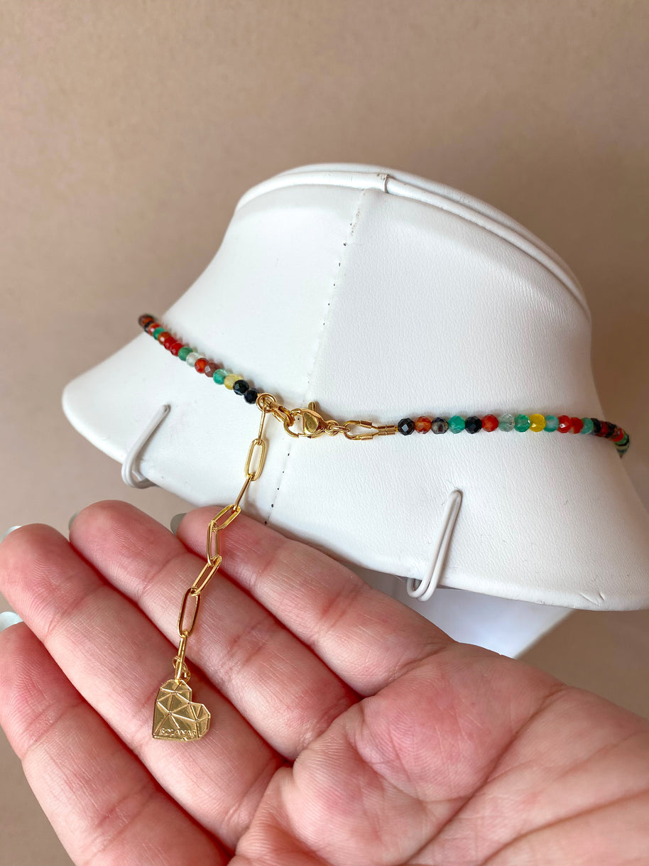 Multicolor Beads Crystal and Pearls Necklace