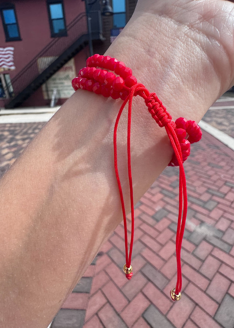 Red Crystals 3 Layers Heart Bracelet