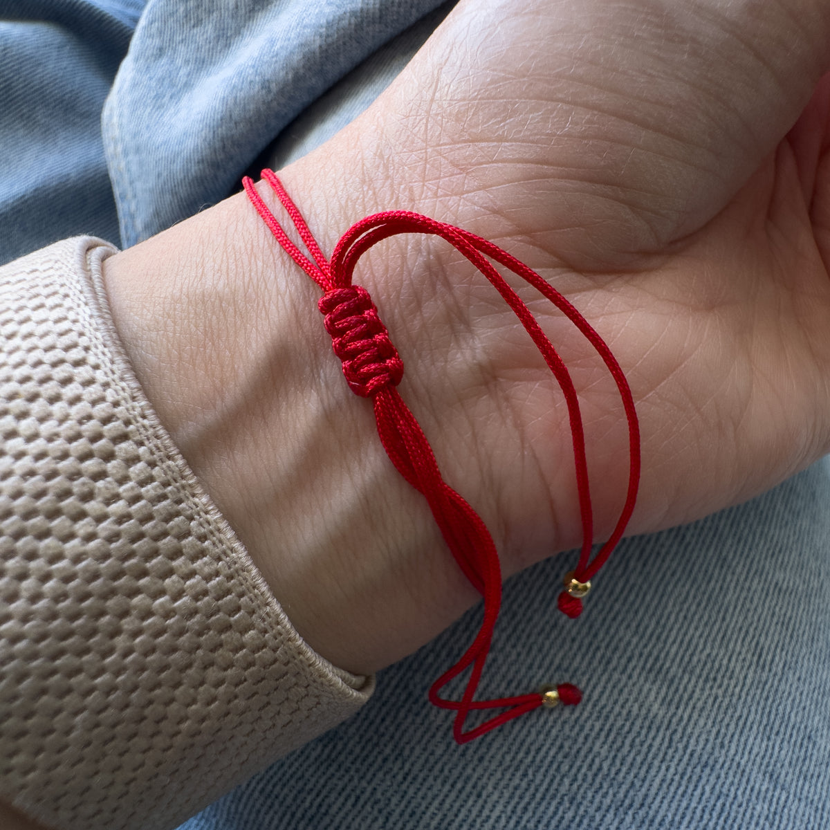Red and Golden Heart Miyuki Adjustable Bracelet