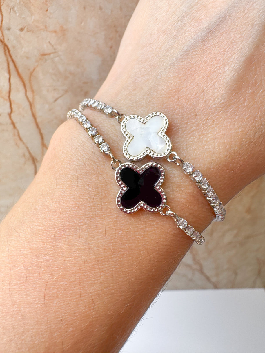 Brazaletes Ajustables Silver Clovers