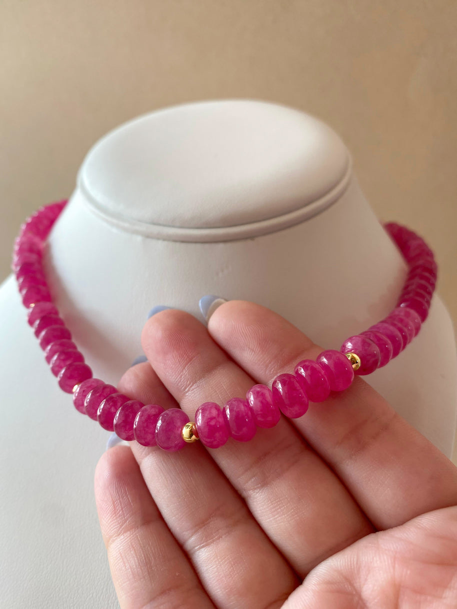 Fucsia Morganita Beads Necklace