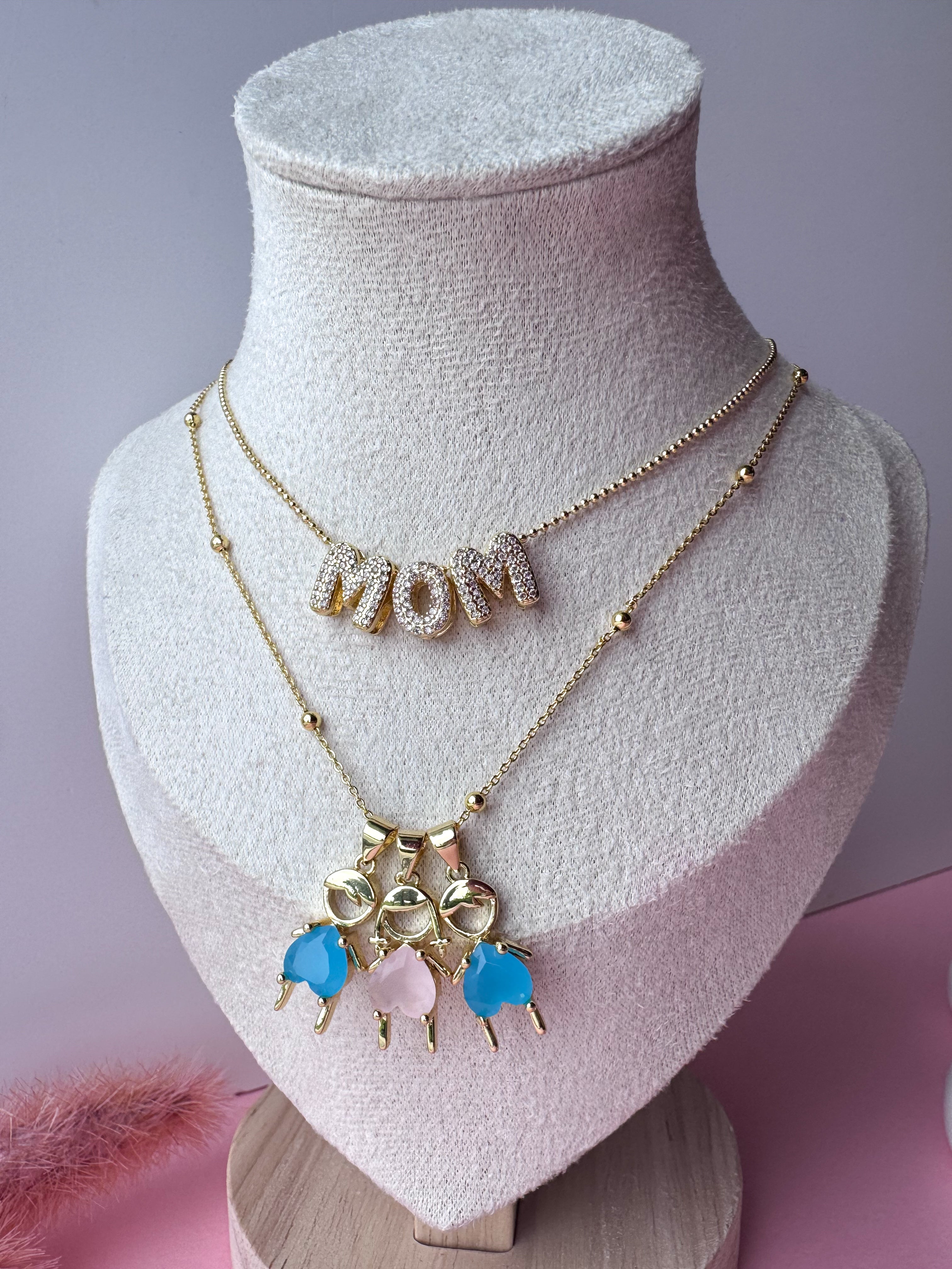 Big Kids Pink & Blue Crystals Necklaces