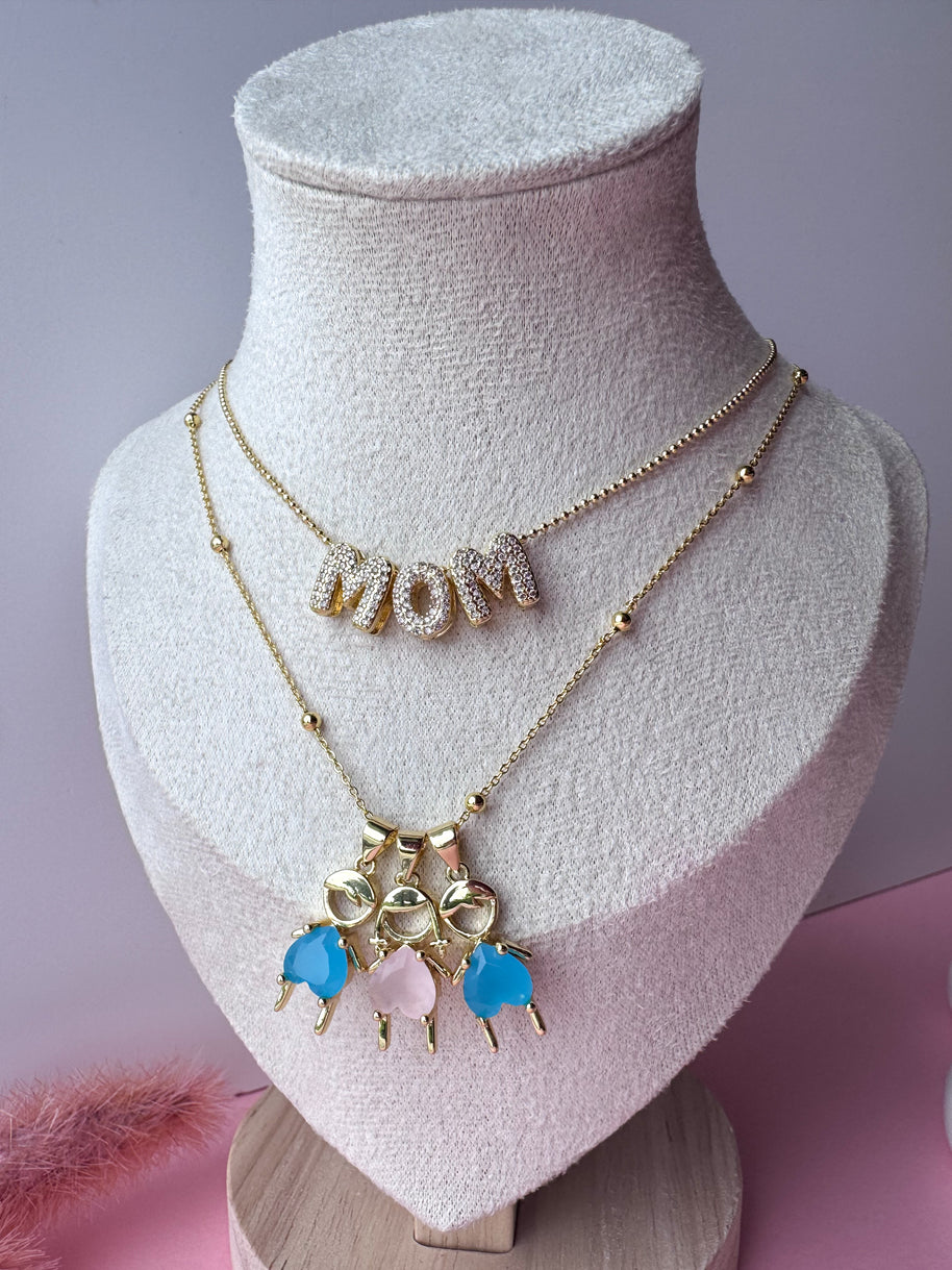 Big Kids Pink & Blue Crystals Necklaces