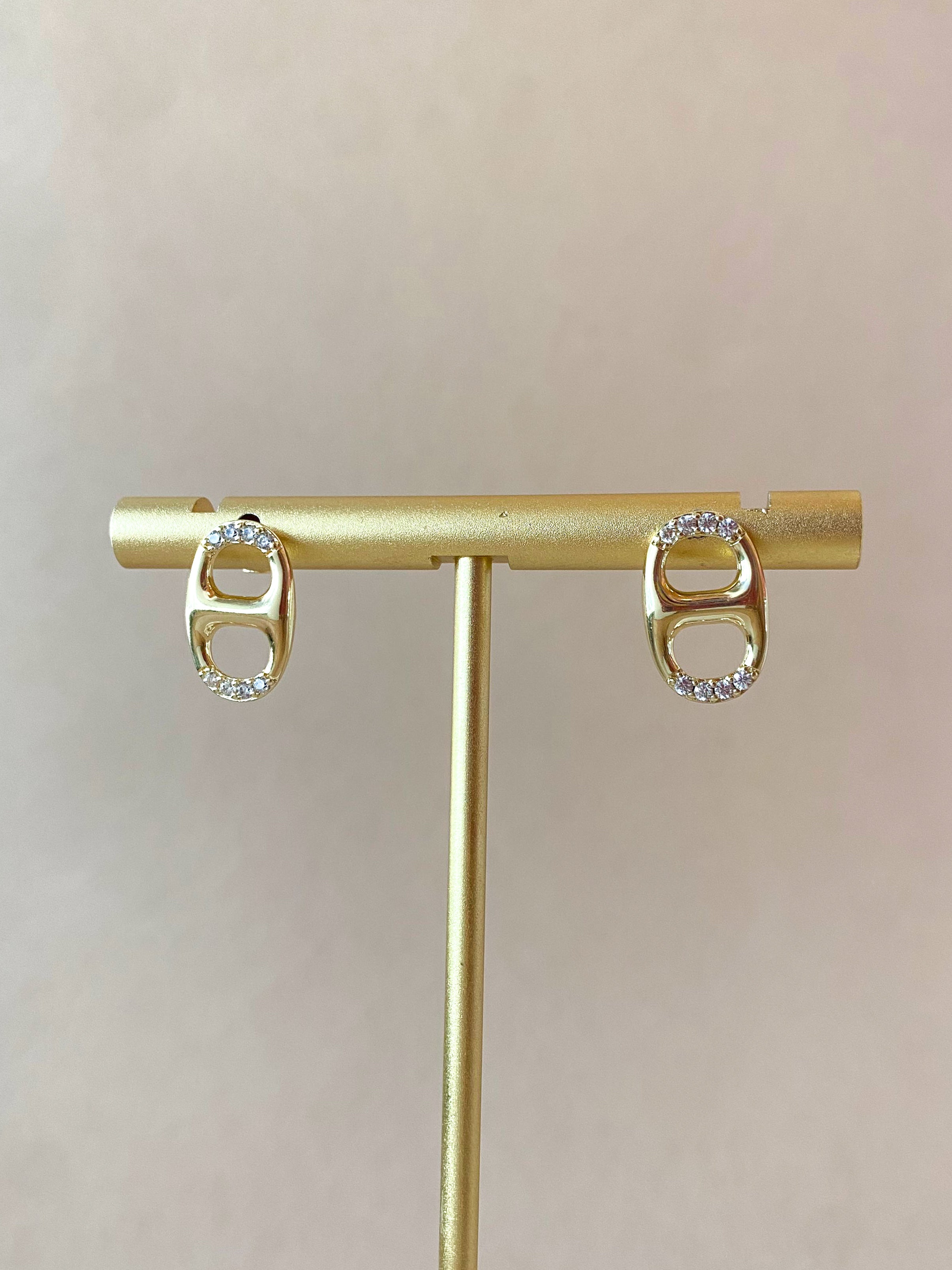 Marine Link Golden and Crystals Earrings