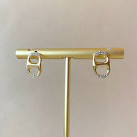 Marine Link Golden and Crystals Earrings