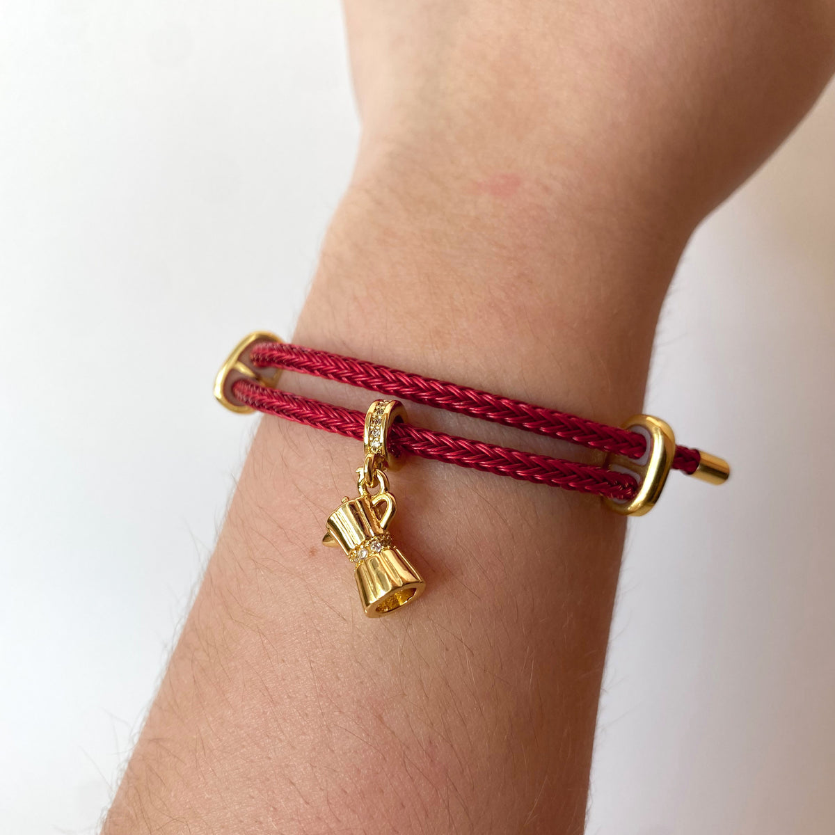 Golden Coffee Greca in Red Adjustable Bracelet