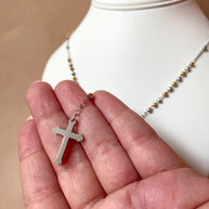 Guadalupe Virgin Medal 2 Gold Steel Rosary Necklace