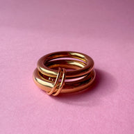 Anillo doble dorado plain acero