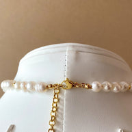 Medium Real Pearls and Golden Ball Necklace