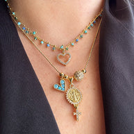 Colorful Shiny Heart Necklace / San Benedict Abad Adjustable Necklace