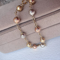 3 Gold Rosary Style 18k Gold Bracelet