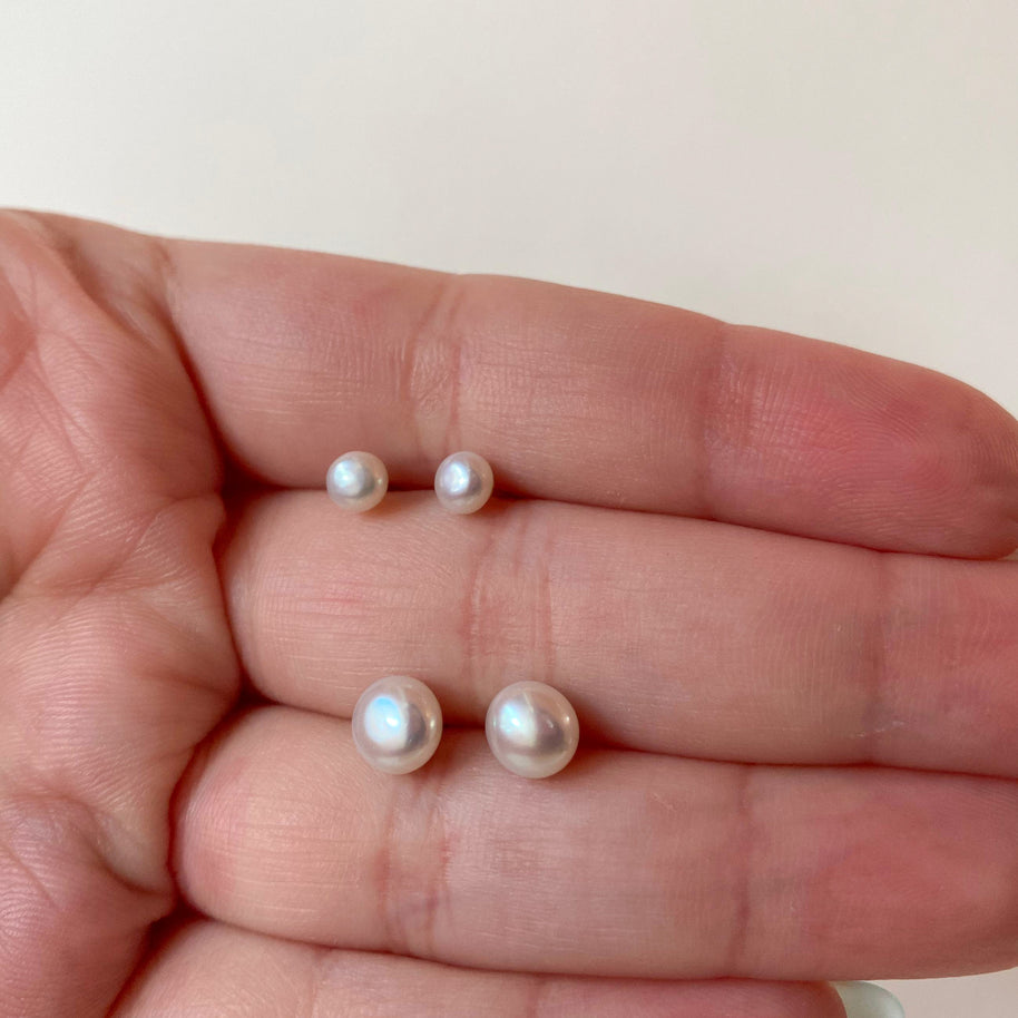 Little Pearls Golden Steel Circular Earrings