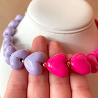 Big Purple and Pink Hearts Pattern Necklace