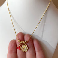 Red Heart ❤️ Dog 🐶 Paw 🐾 Adjustable Necklace
