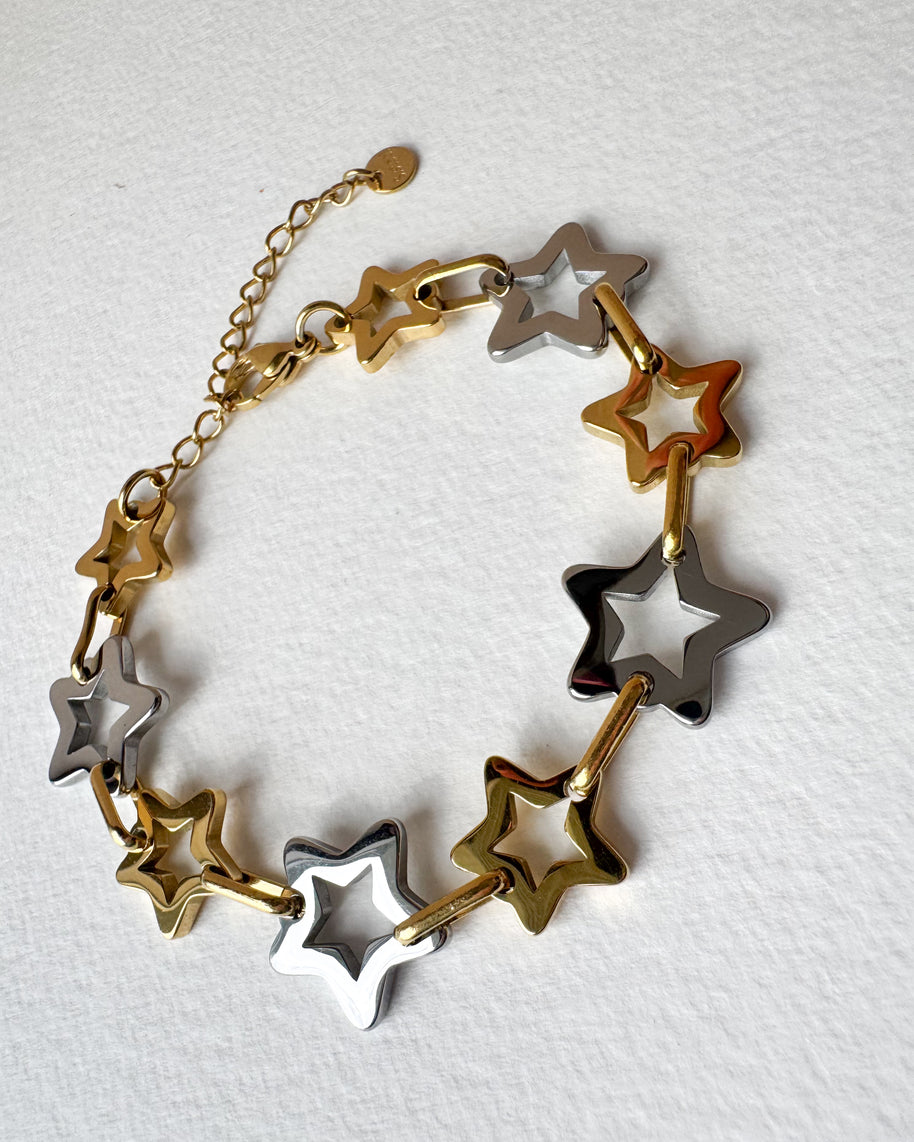 Silver & Gold Star Shape Bracelet