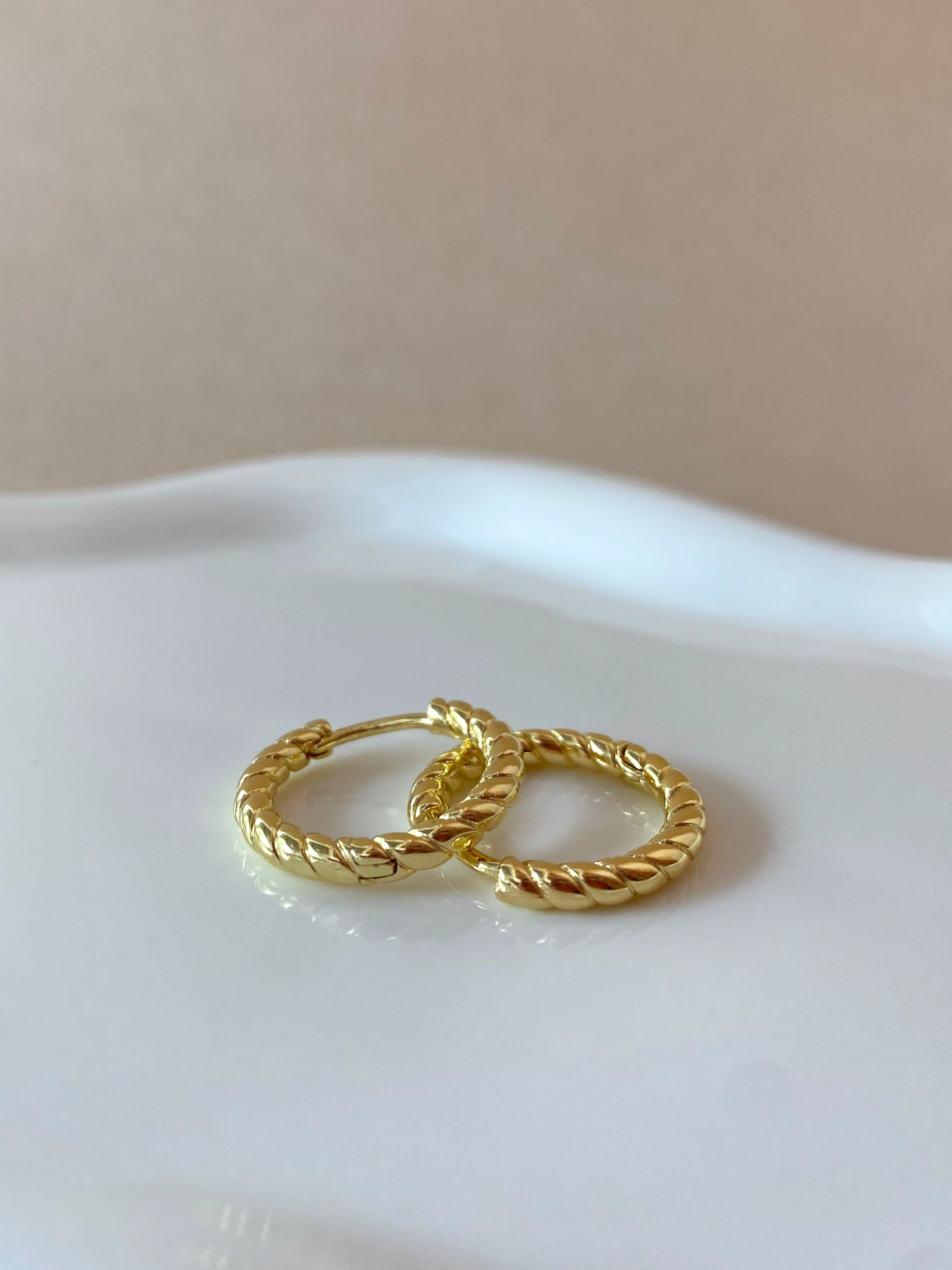 Golden Interlaced Shape Medium Hoops