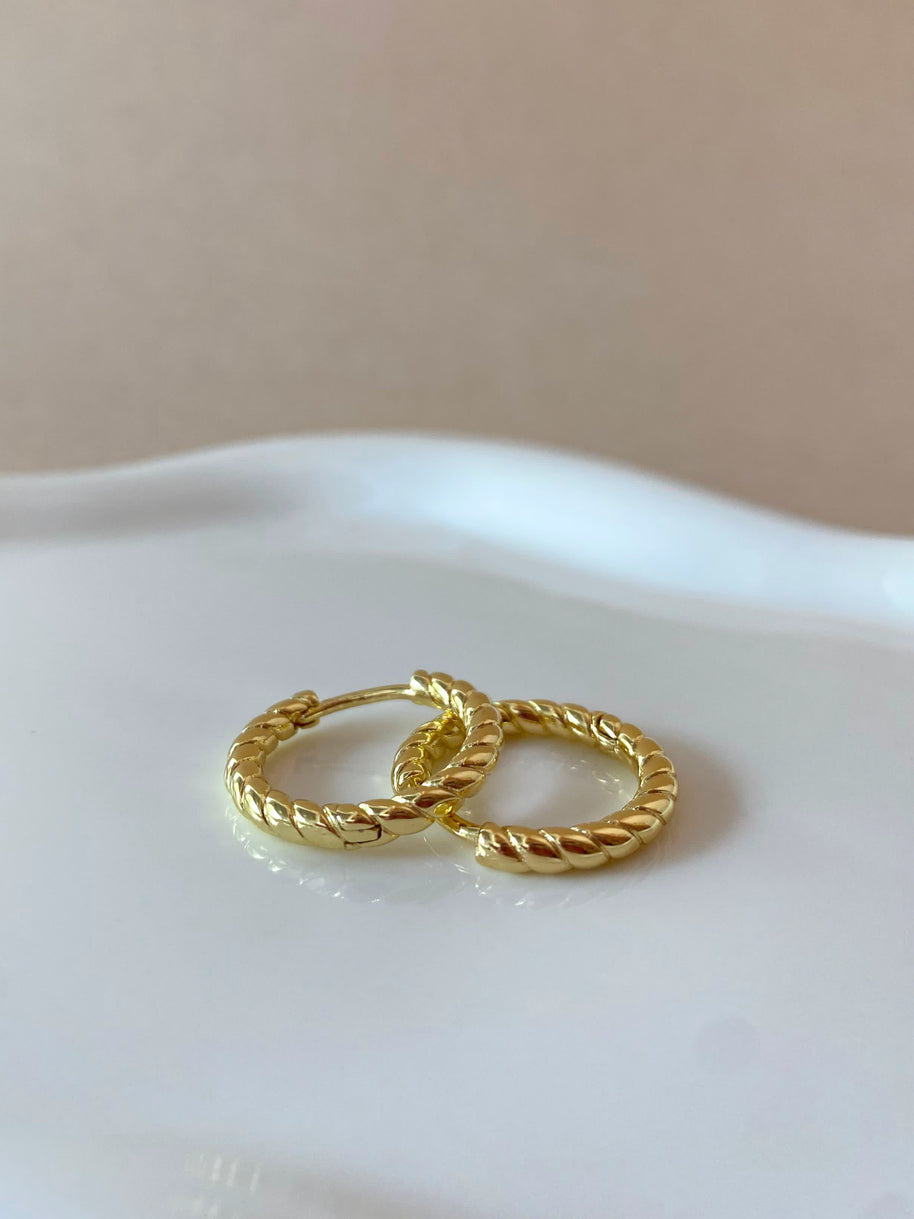 Golden Interlaced Shape Medium Hoops