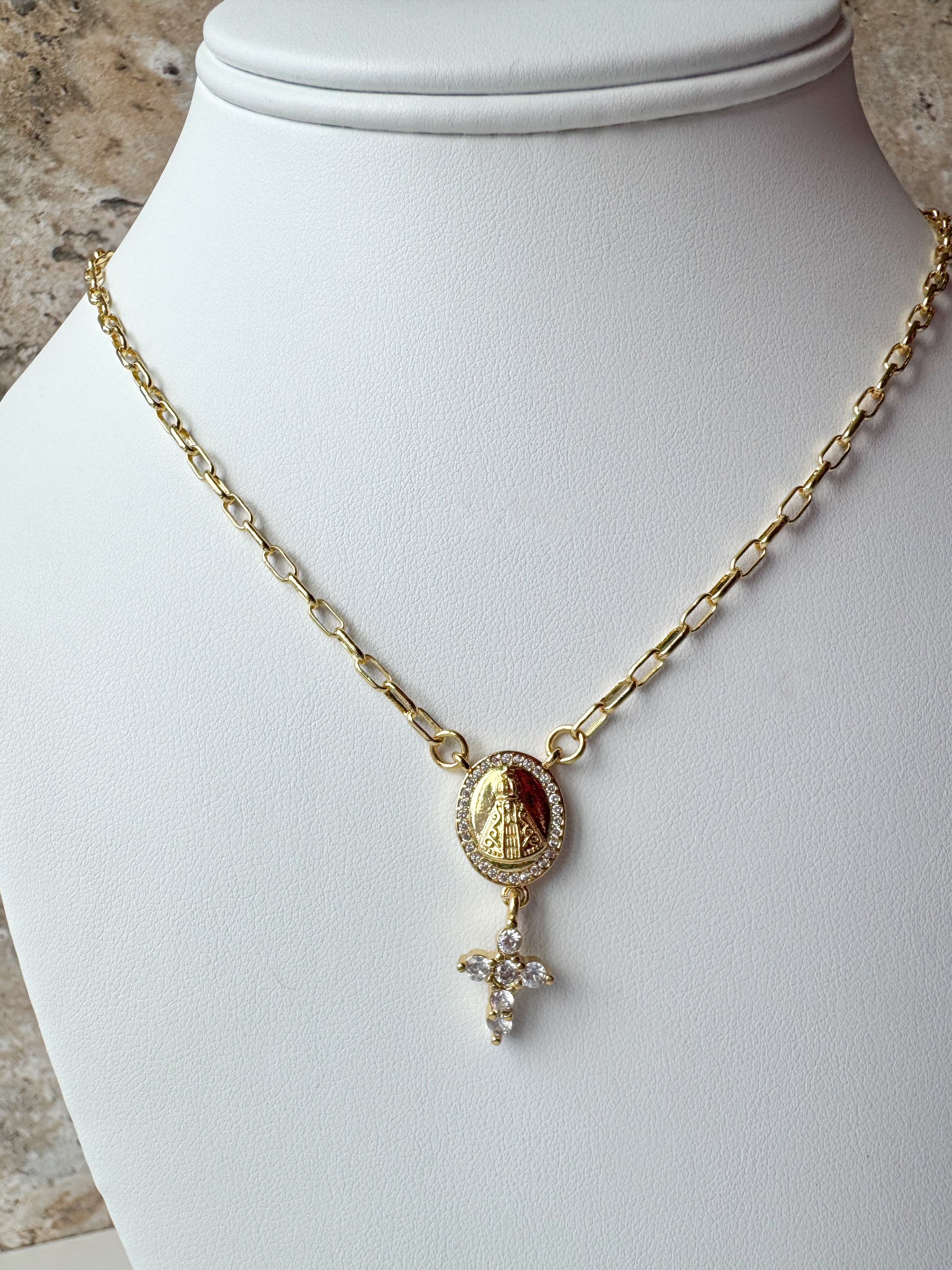 Virgin of the Valley & Jesus Heart Necklace