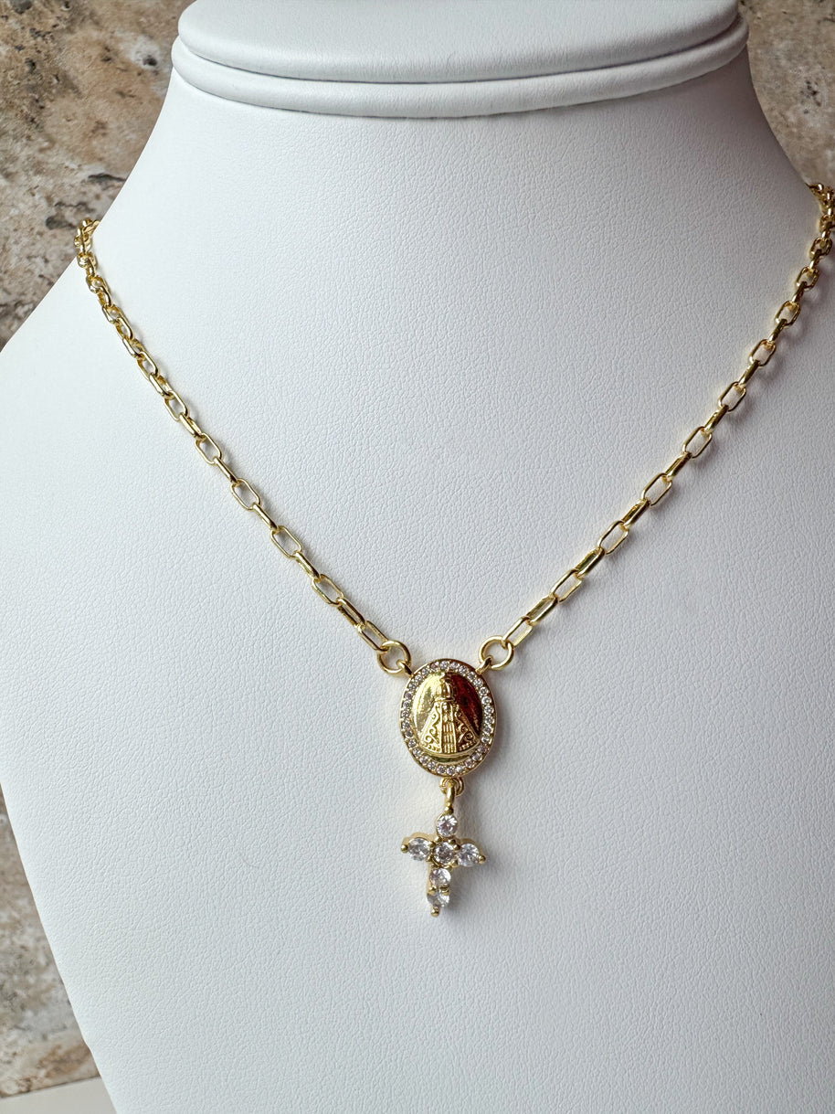 Virgin of the Valley & Jesus Heart Necklace