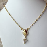 Virgin of the Valley & Jesus Heart Necklace
