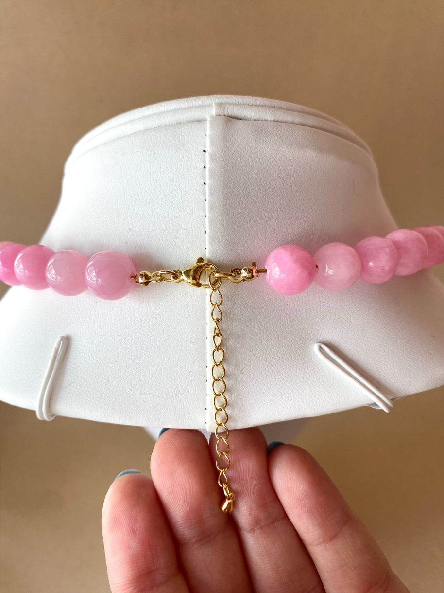 Pink Jade 10mm Necklace