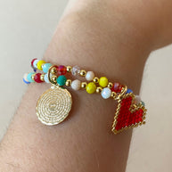 Our Father Red Miyuki Colorful Elastic Bracelet