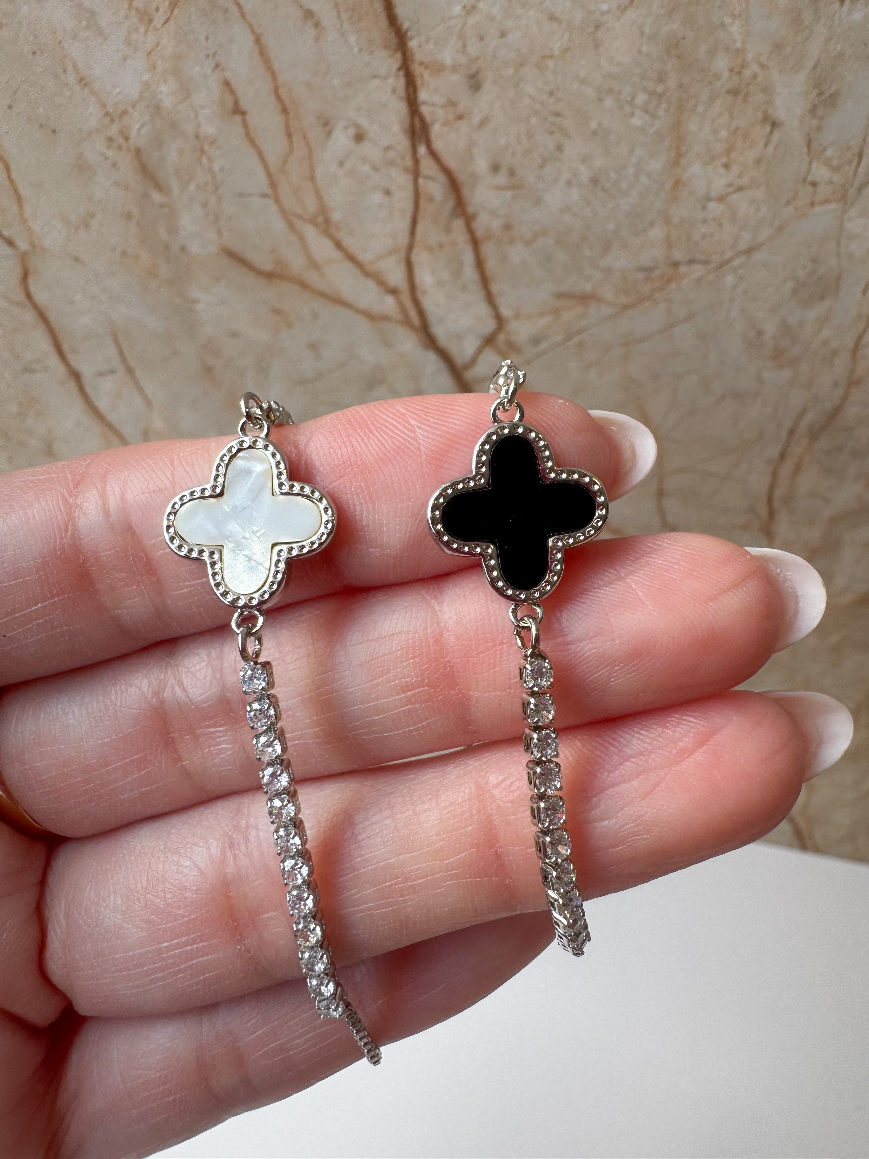 Silver Clovers Adjustable Bracelets