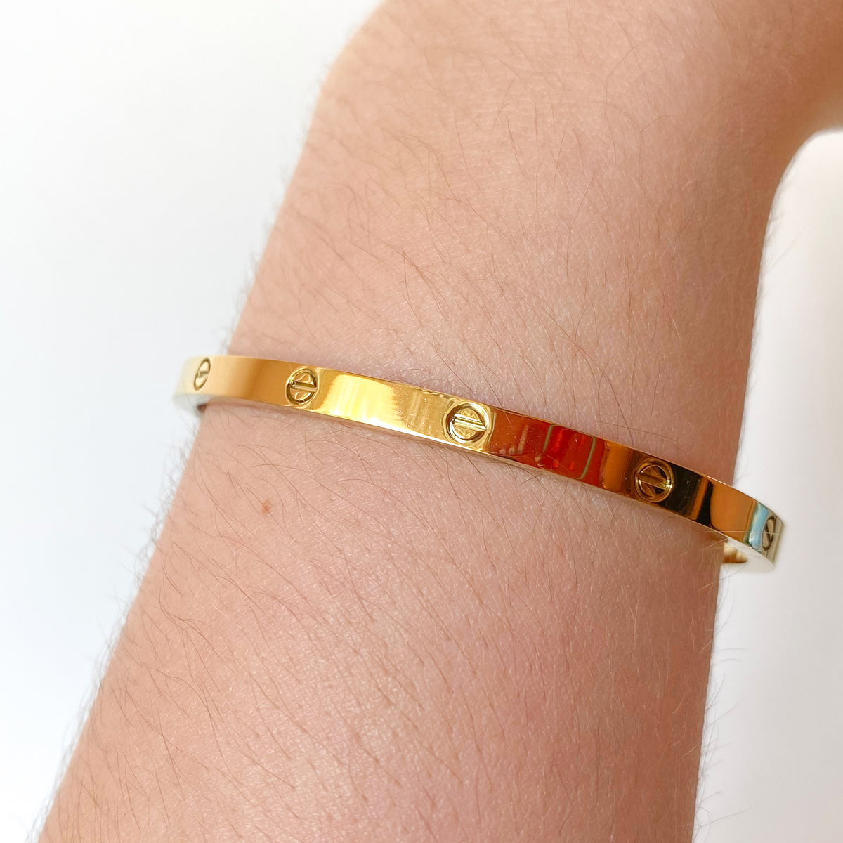 Golden Steel Screw Thin Bracelet with Screwdriver