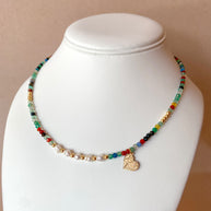 Multicolor Beads Crystal and Pearls Necklace