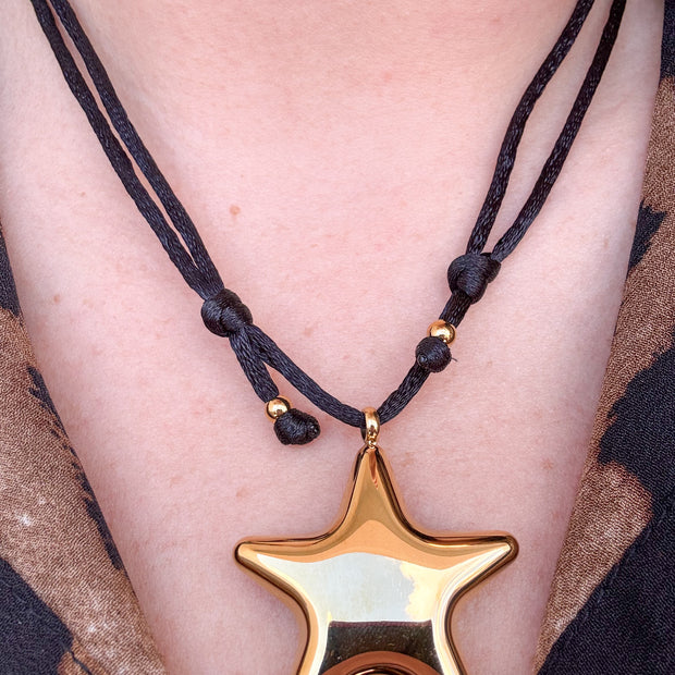 Cadena Cordón Negro Ajustable Estrella