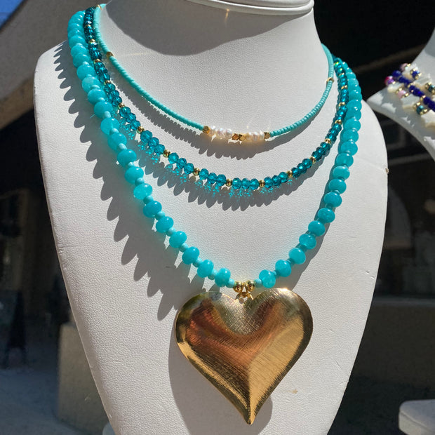 Big Heart Aquamarine Necklace