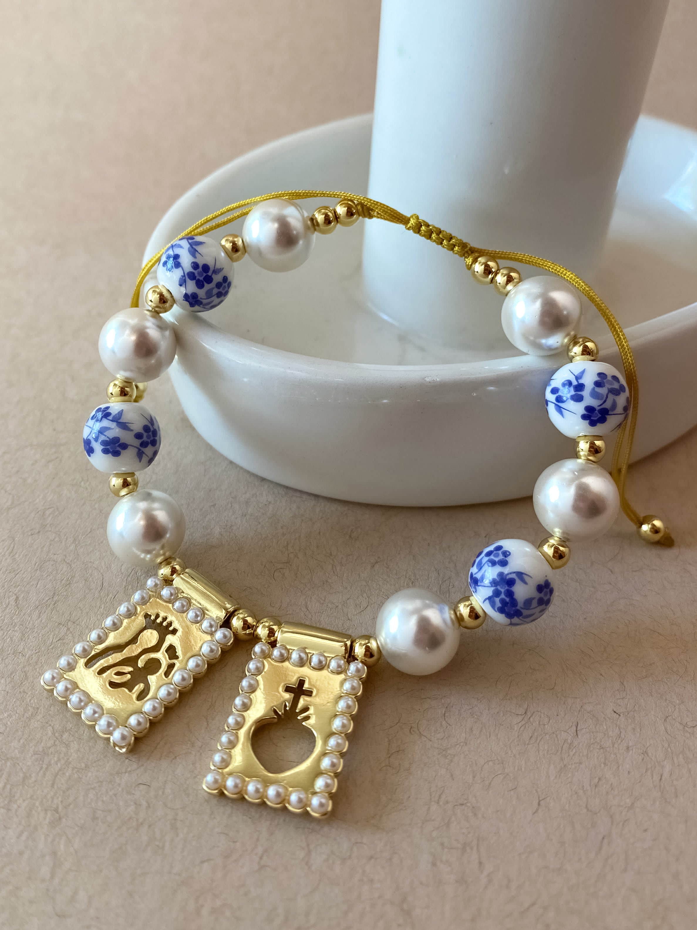 Carmen Virgin Pearls Scapular Adjustable Bracelet