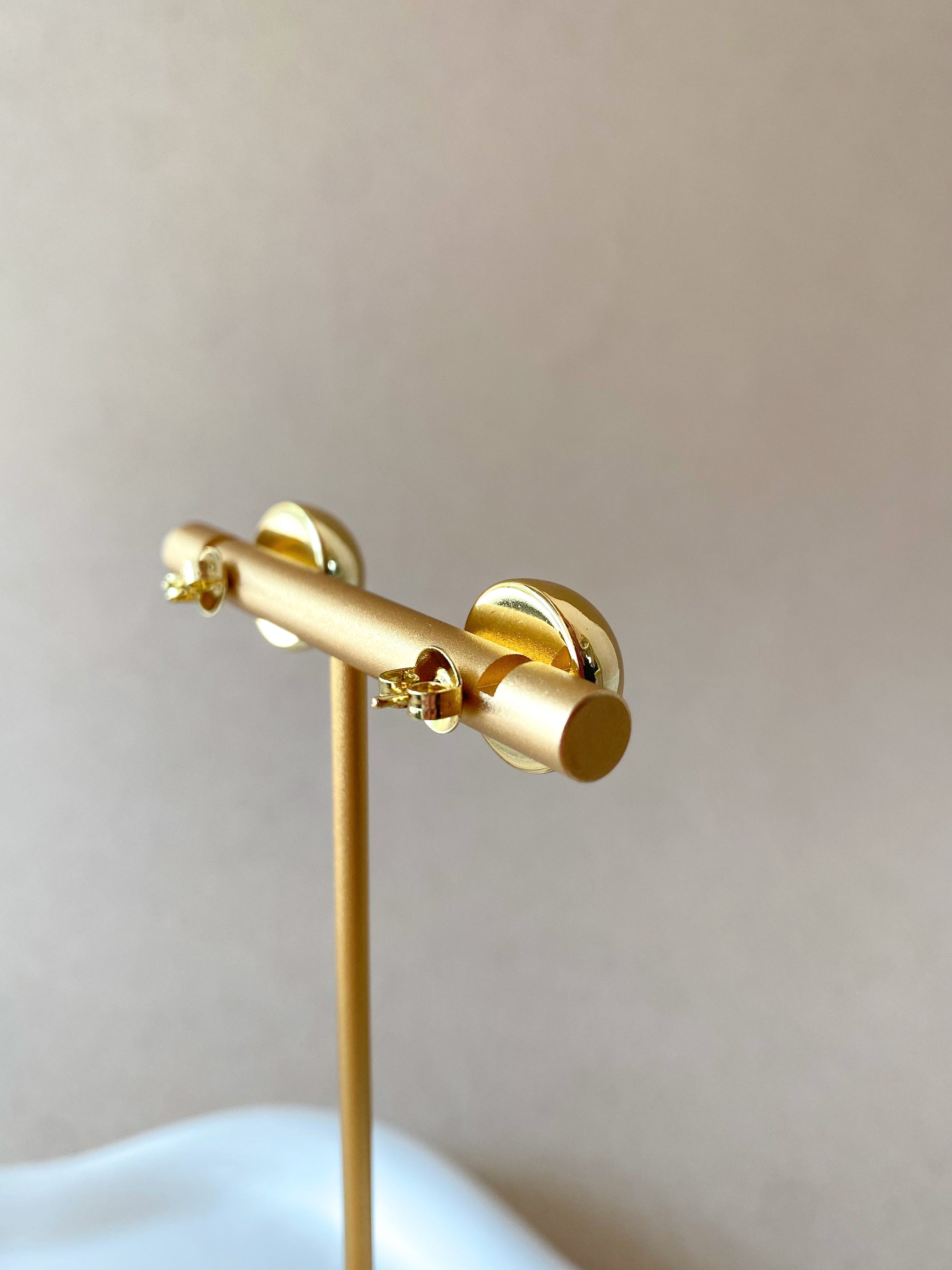 Golden Steel Circular Medium Earrings