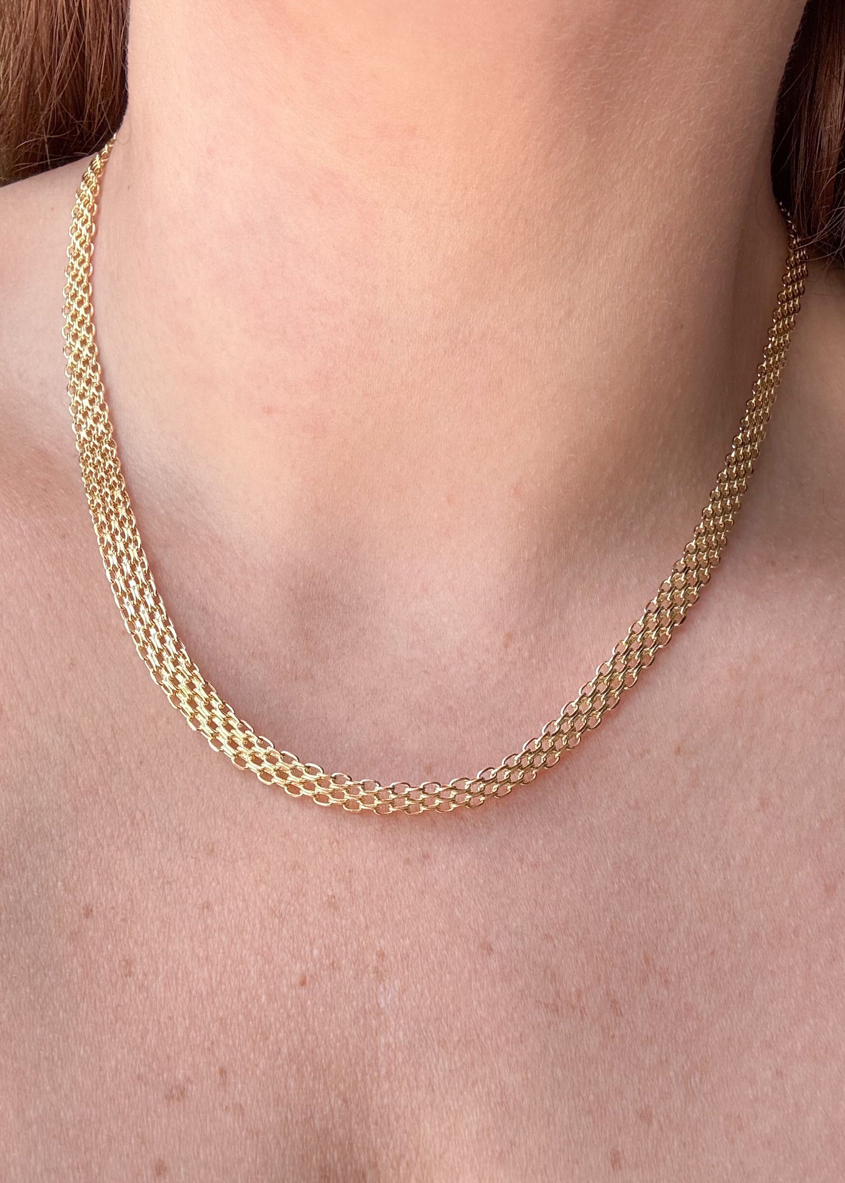 Chinese Fabric Bismark Chain 18k Solid Gold Necklace