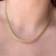 Chinese Fabric Bismark Chain 18k Solid Gold Necklace