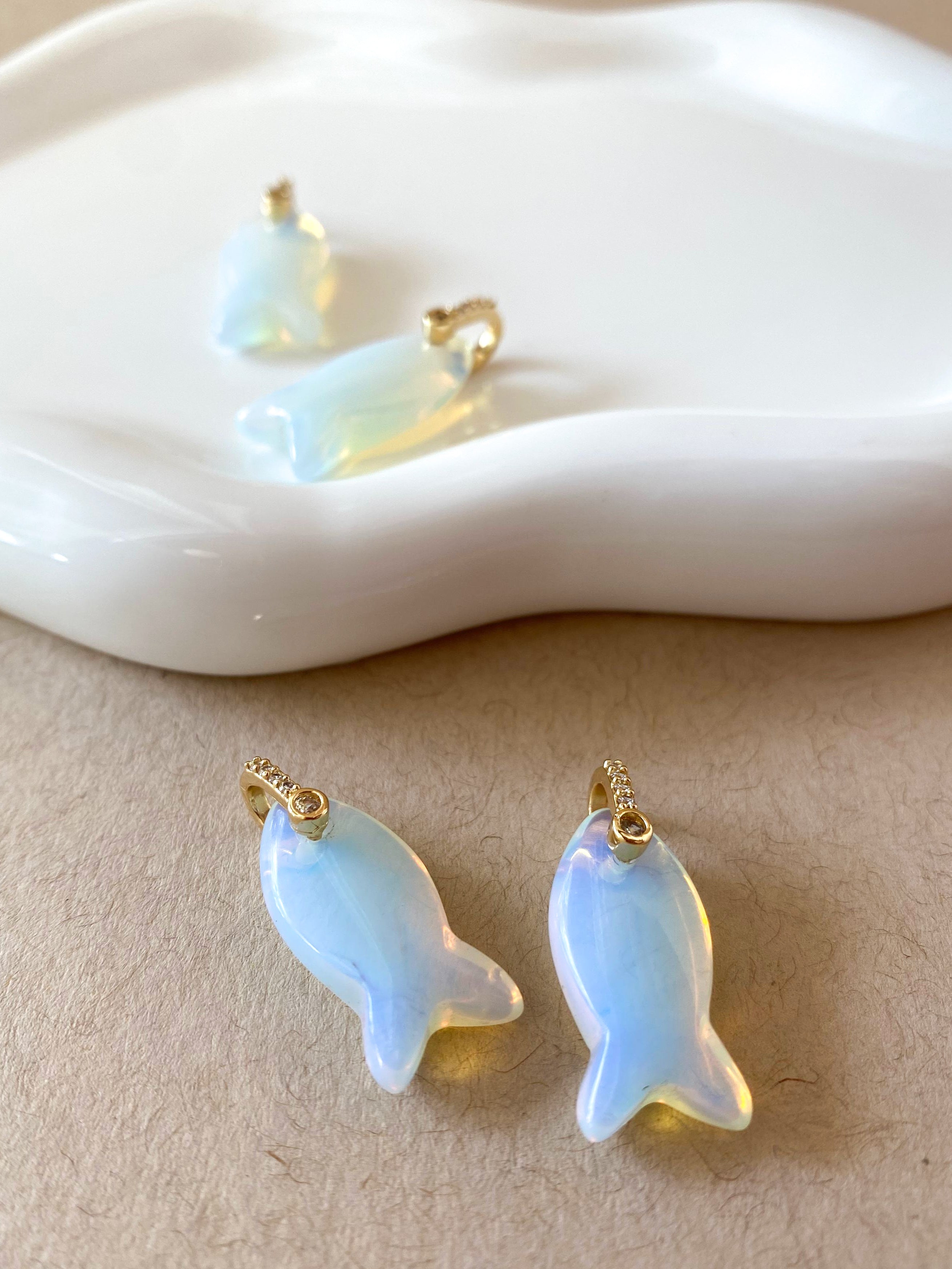 Opalite Stone Fish Charms