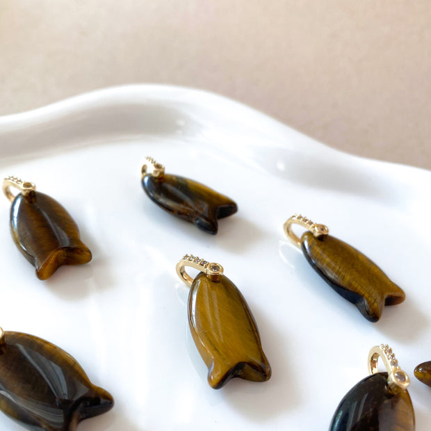 Tiger Eye Stone Fish Charms