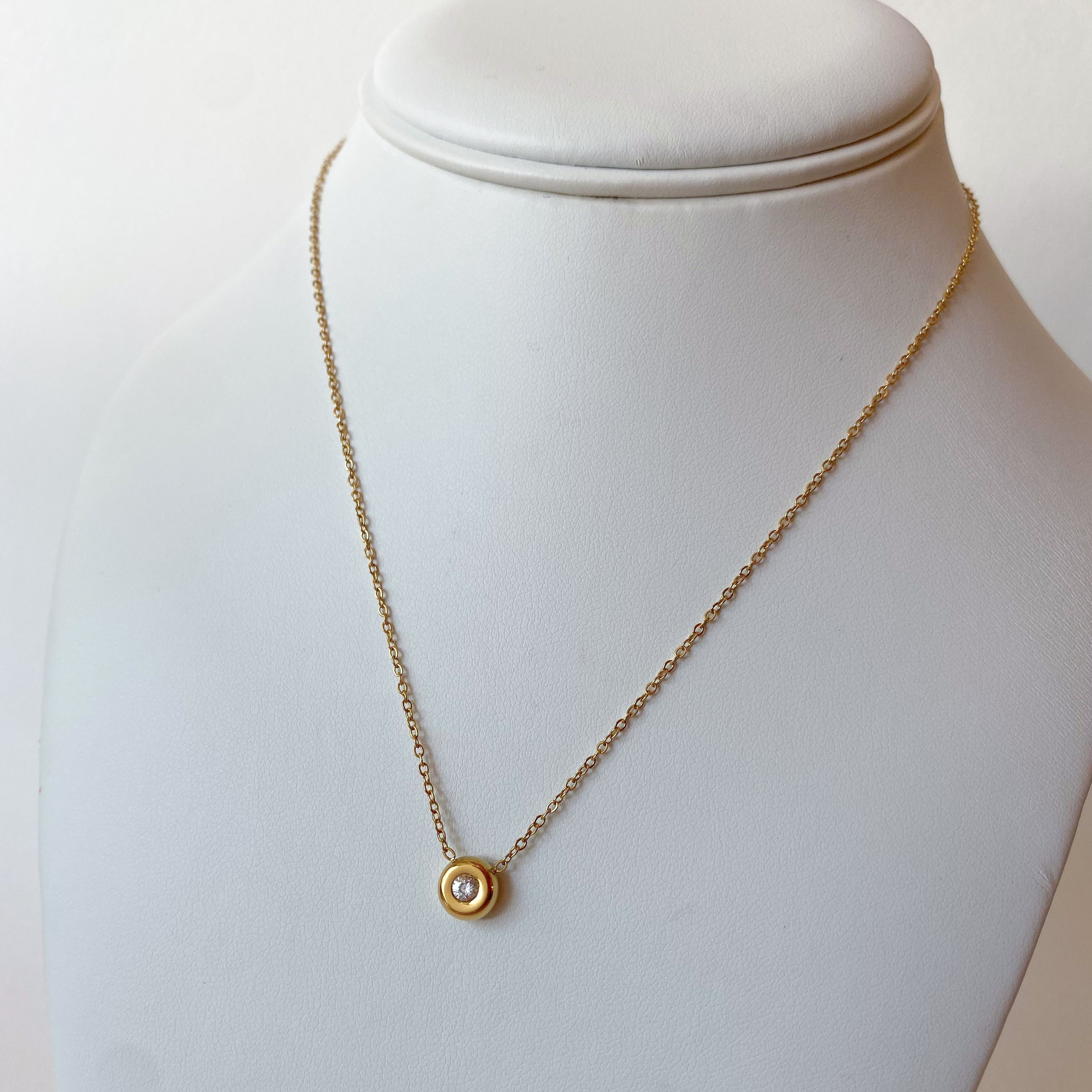 Golden Zircon Circular Steel Necklace or Earrings