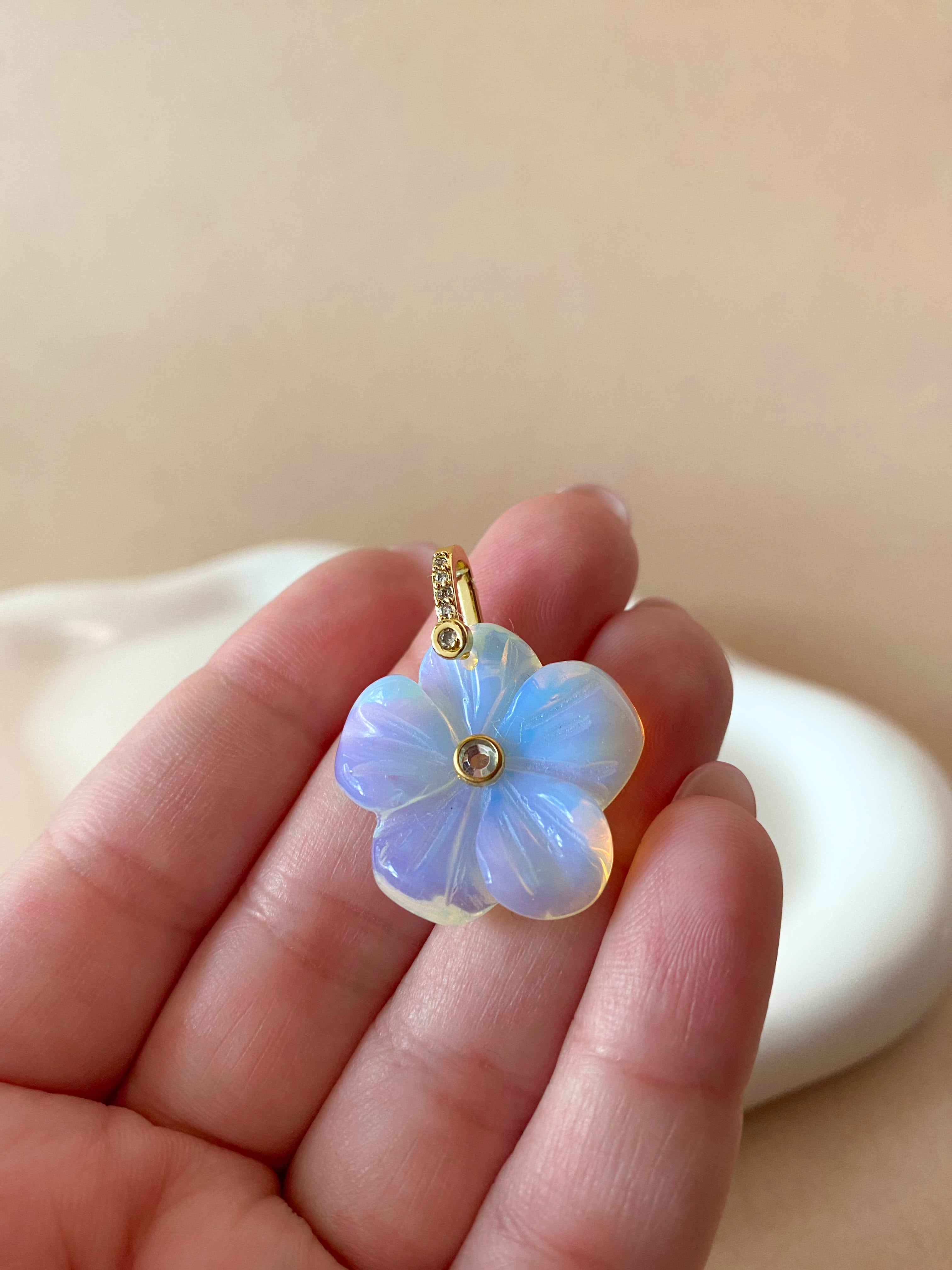 Opal Flower Crystal Stone Charm