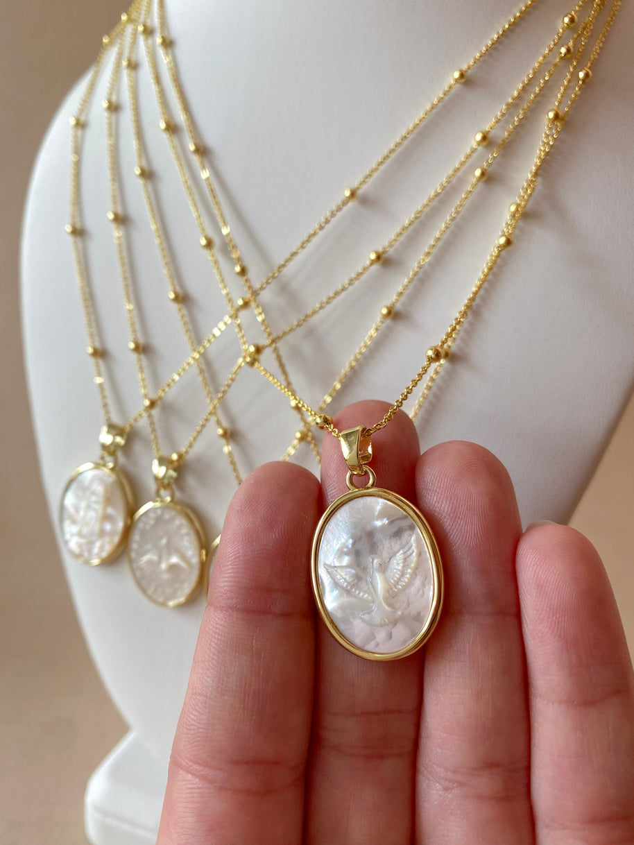 Mother of Pearl Oval Saint Medals