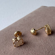 Topitos trebol blanco 18k