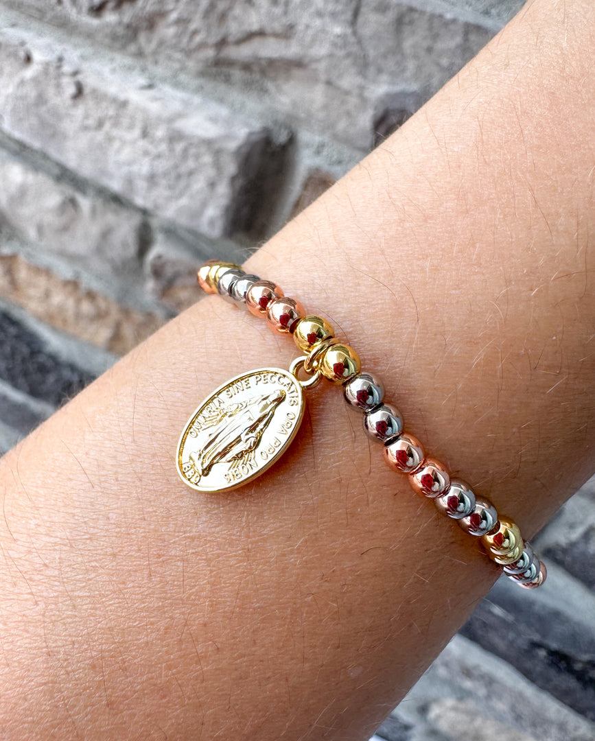 Pulsera Elástica con dije de Virgen