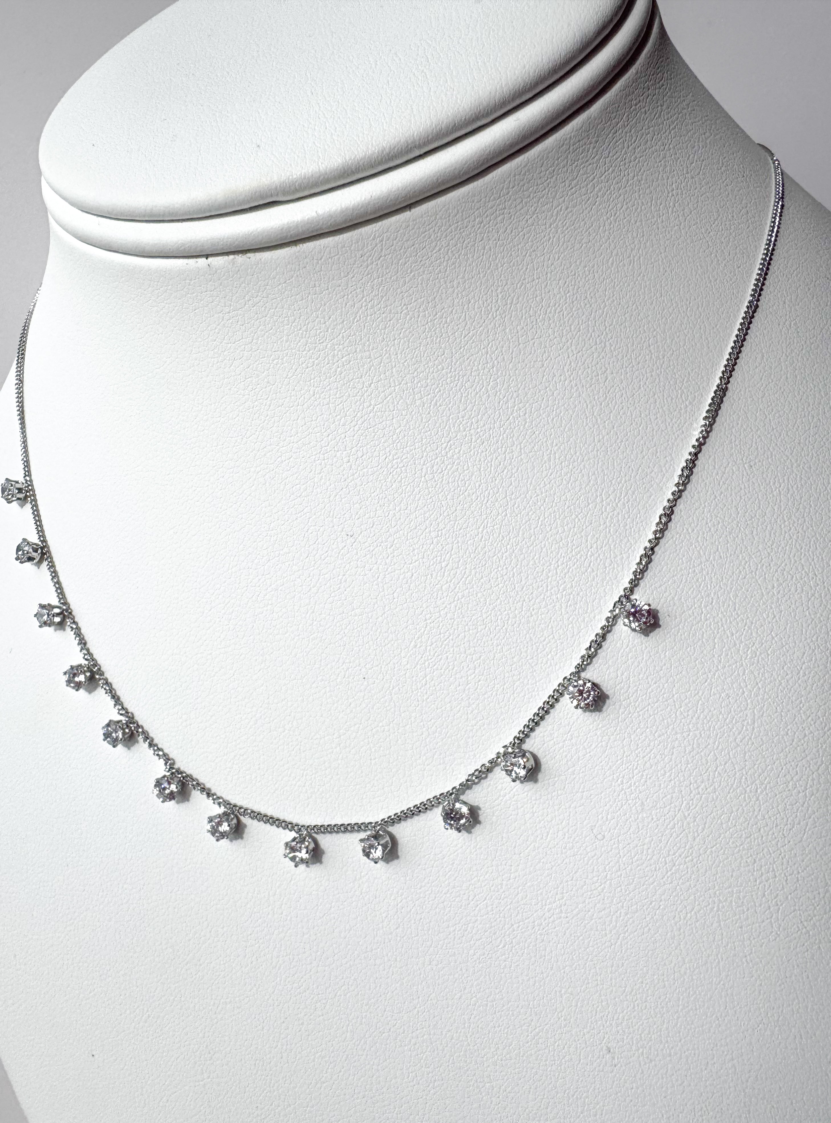 Mini Crystal Silver Steel Necklace