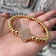 Pulseras Elásticas Gold & Silver Clovers Zirconia