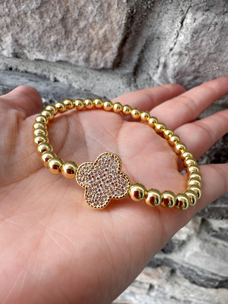 Pulseras Elásticas Gold & Silver Clovers Zirconia