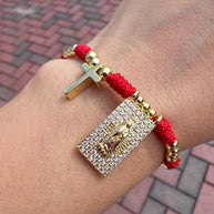 Red Guadalupe Scapular Cross Adjustable Bracelet